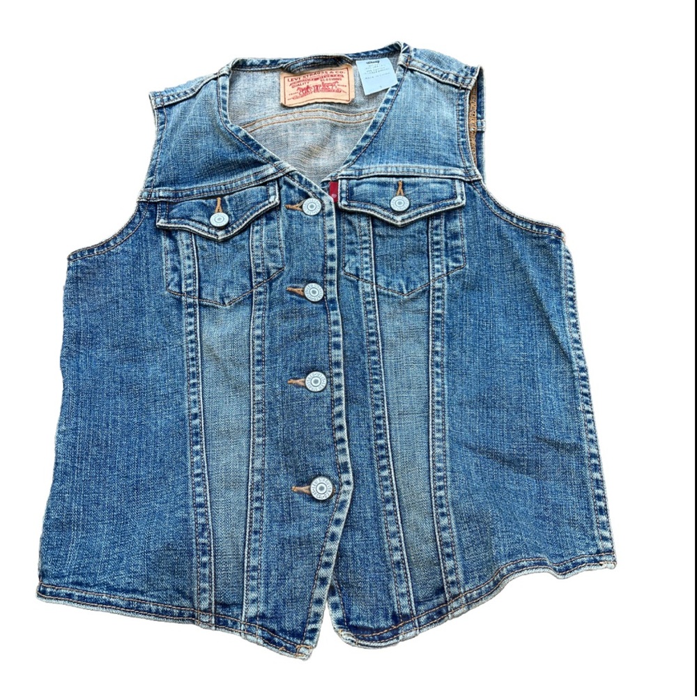 Levi's Blue Denim‎ Vest Sleeveless Cropped